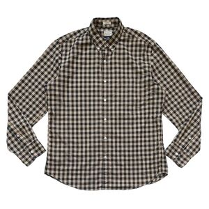 J. Crew Secret Wash Black Tan Checkered Button-Down Shirt Cabincore H4710
